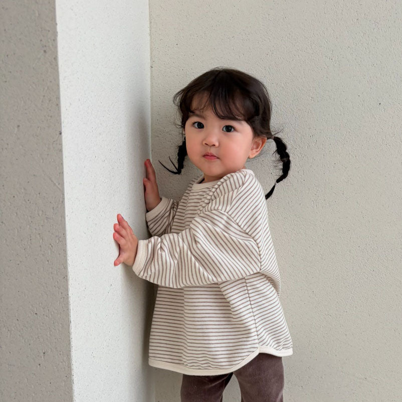 Baby/Toddler Bella F26 Stripe Curved Hem Long Sleeve Top (1-6y) - 2 Colors kids outfit