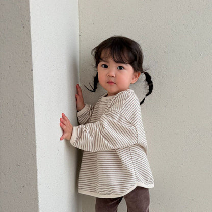 Baby/Toddler Bella F26 Stripe Curved Hem Long Sleeve Top (1-6y) - 2 Colors kids outfit