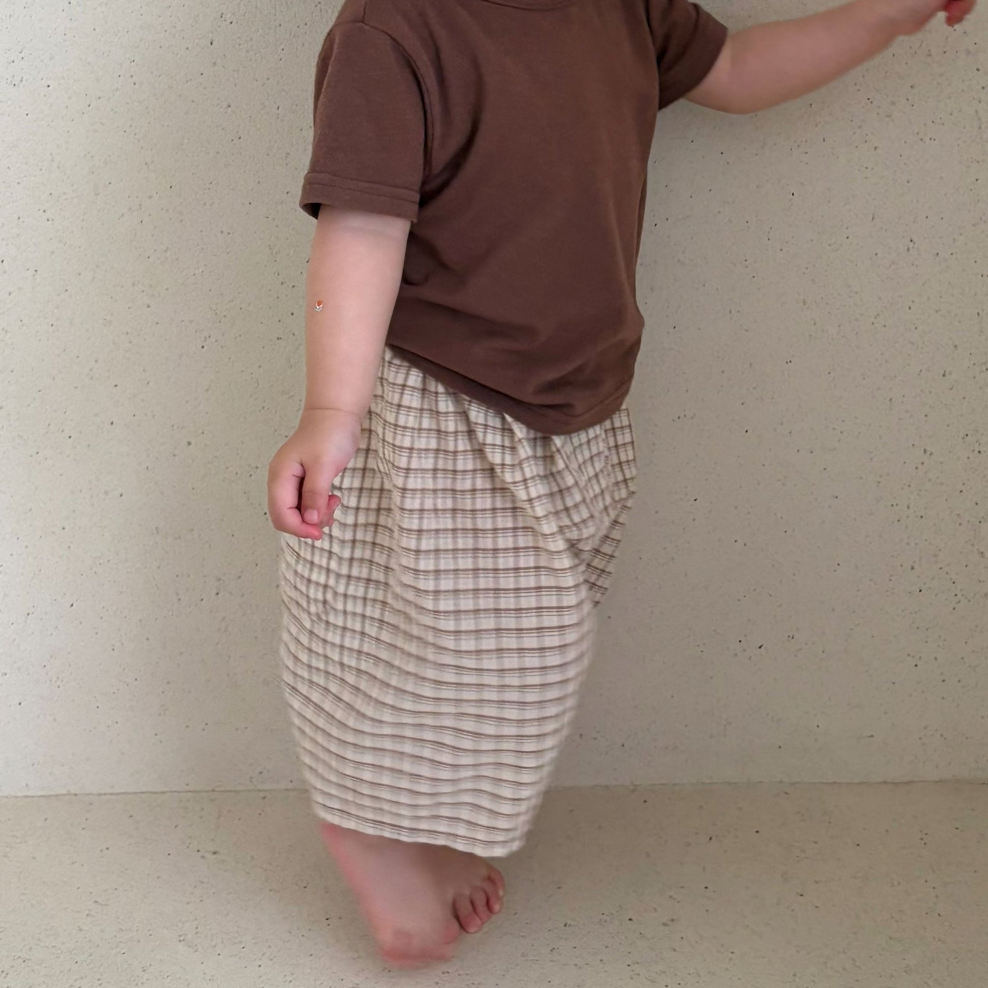 Baby/Toddler Bella SS26 7/8 Length Denim Baggy Pants (6m - 6y) - Plaid - AT NOON STORE