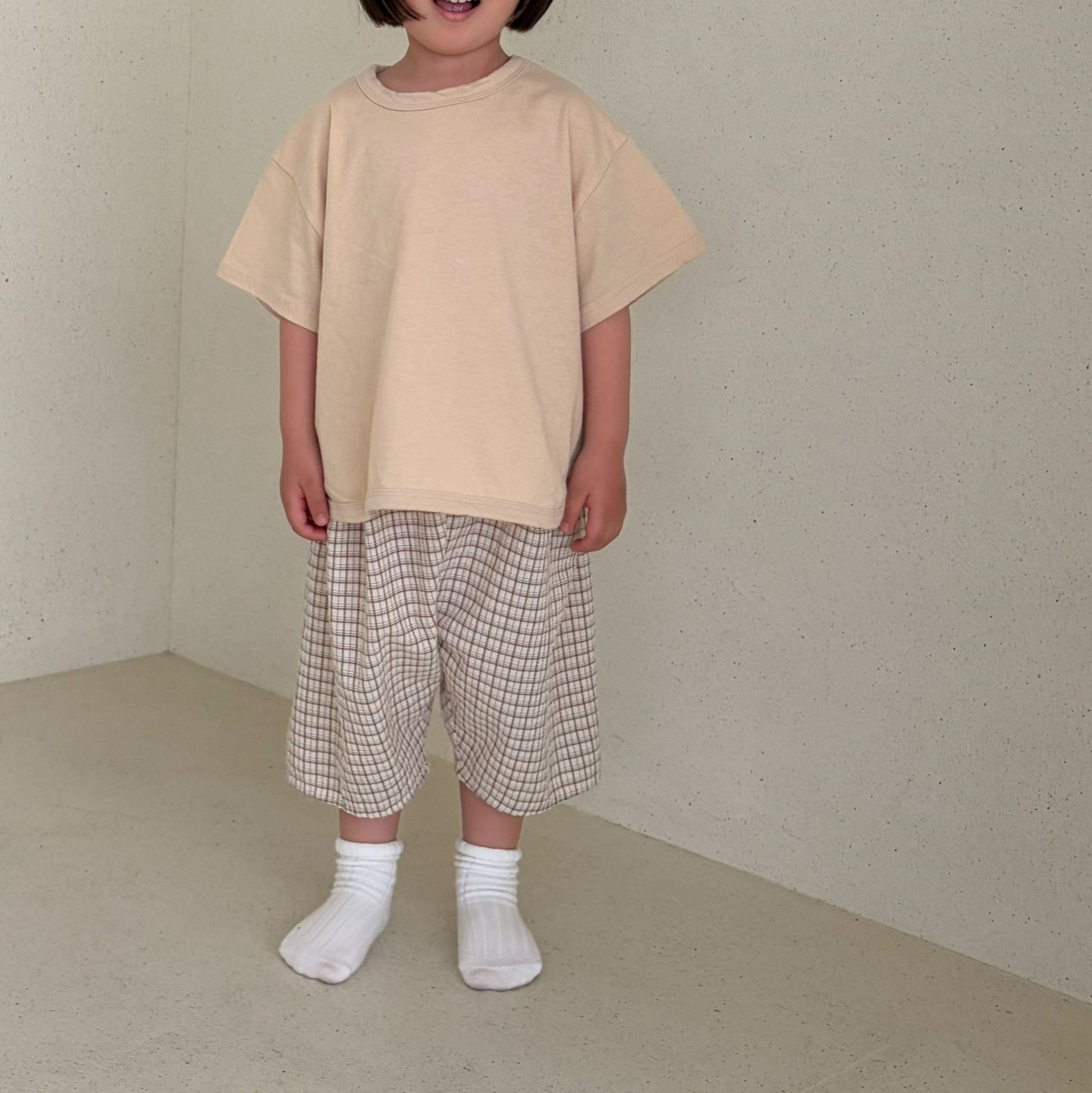 Baby/Toddler Bella SS26 7/8 Length Denim Baggy Pants (6m - 6y) - Plaid - AT NOON STORE