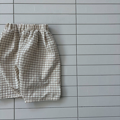 Baby/Toddler Bella SS26 7/8 Length Denim Baggy Pants (6m - 6y) - Plaid - AT NOON STORE