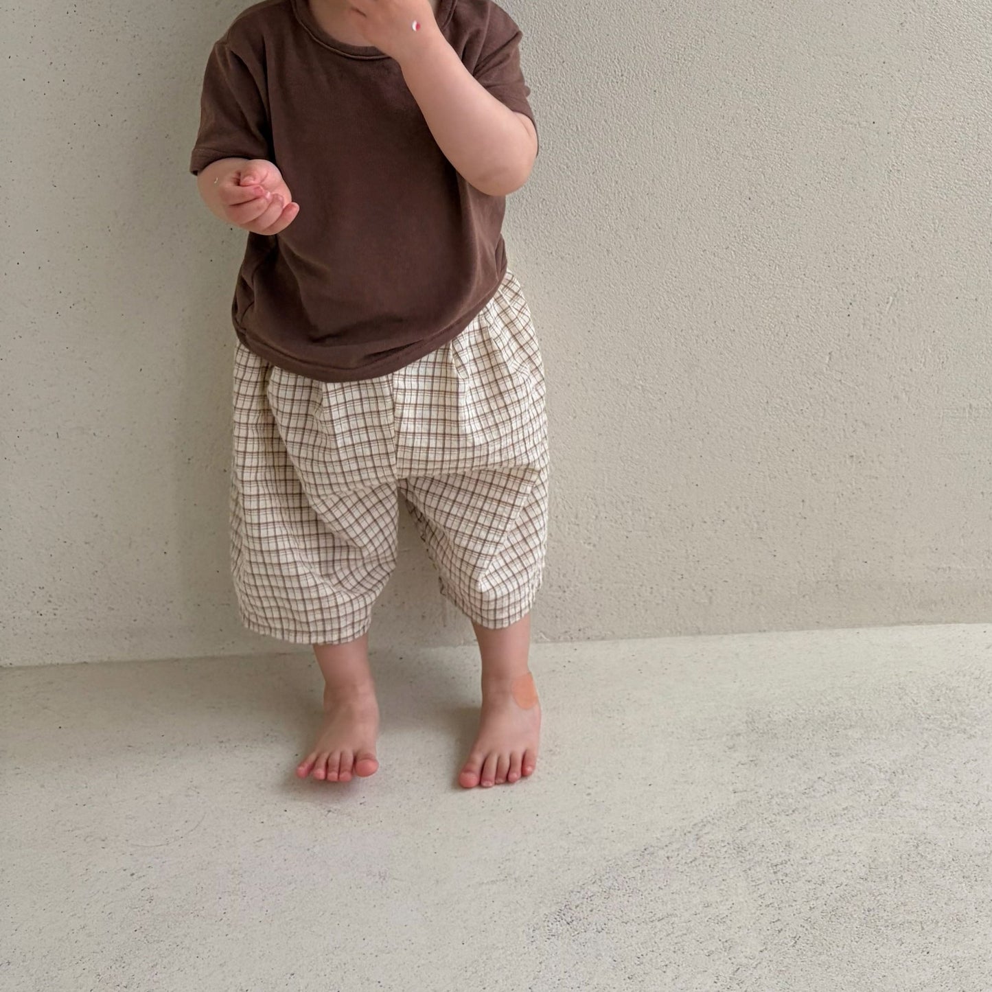 Baby/Toddler Bella SS26 7/8 Length Denim Baggy Pants (6m - 6y) - Plaid - AT NOON STORE