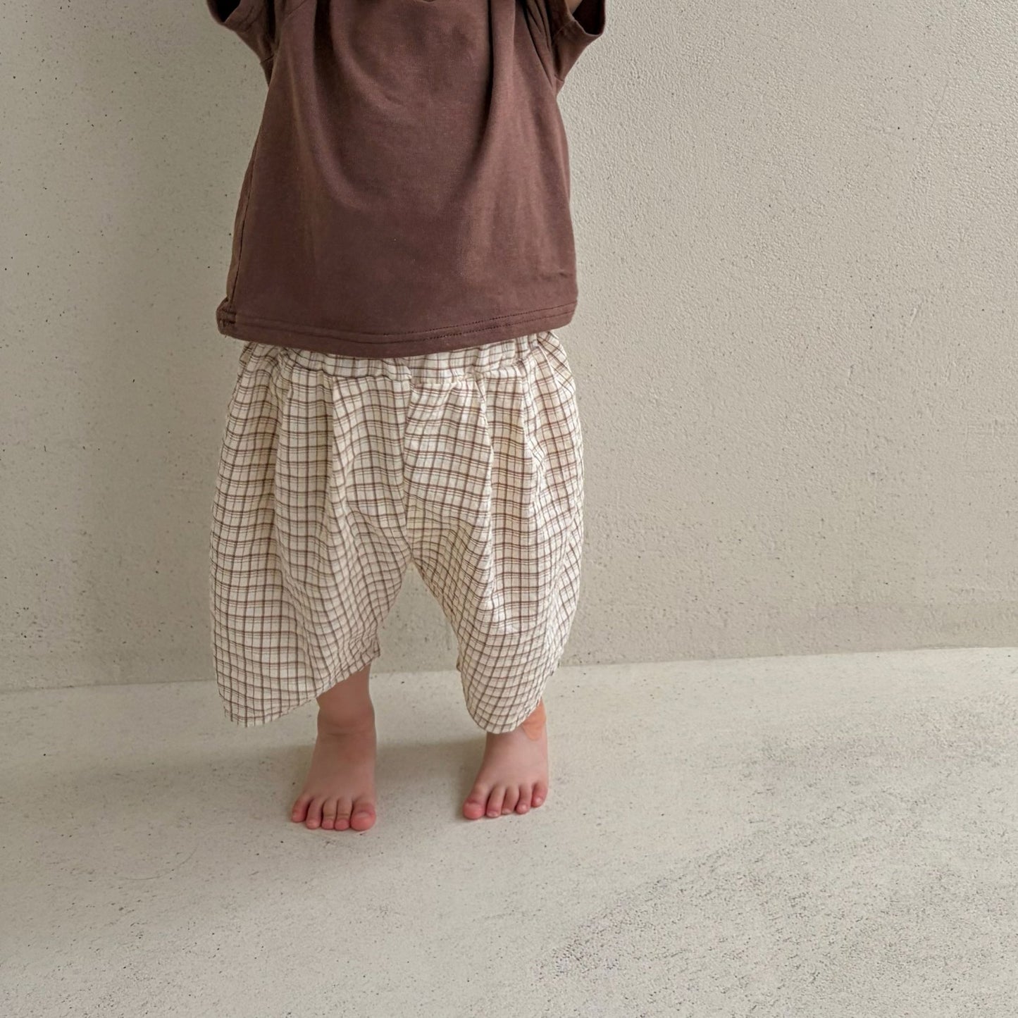 Baby/Toddler Bella SS26 7/8 Length Denim Baggy Pants (6m - 6y) - Plaid - AT NOON STORE