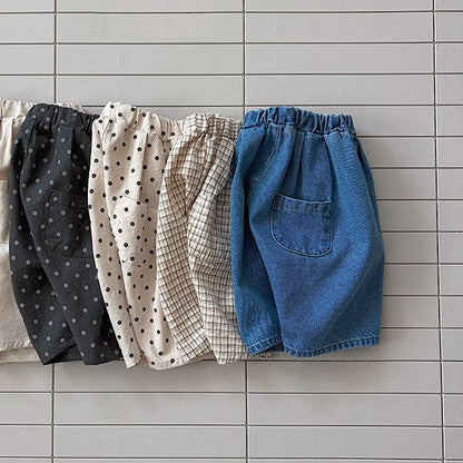 Baby/Toddler Bella SS26 7/8 Length Denim Baggy Pants (6m - 6y) - Plaid - AT NOON STORE
