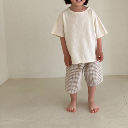 Baby/Toddler Bella SS26 7/8 Length Denim Baggy Pants (6m - 6y) - Plaid - AT NOON STORE