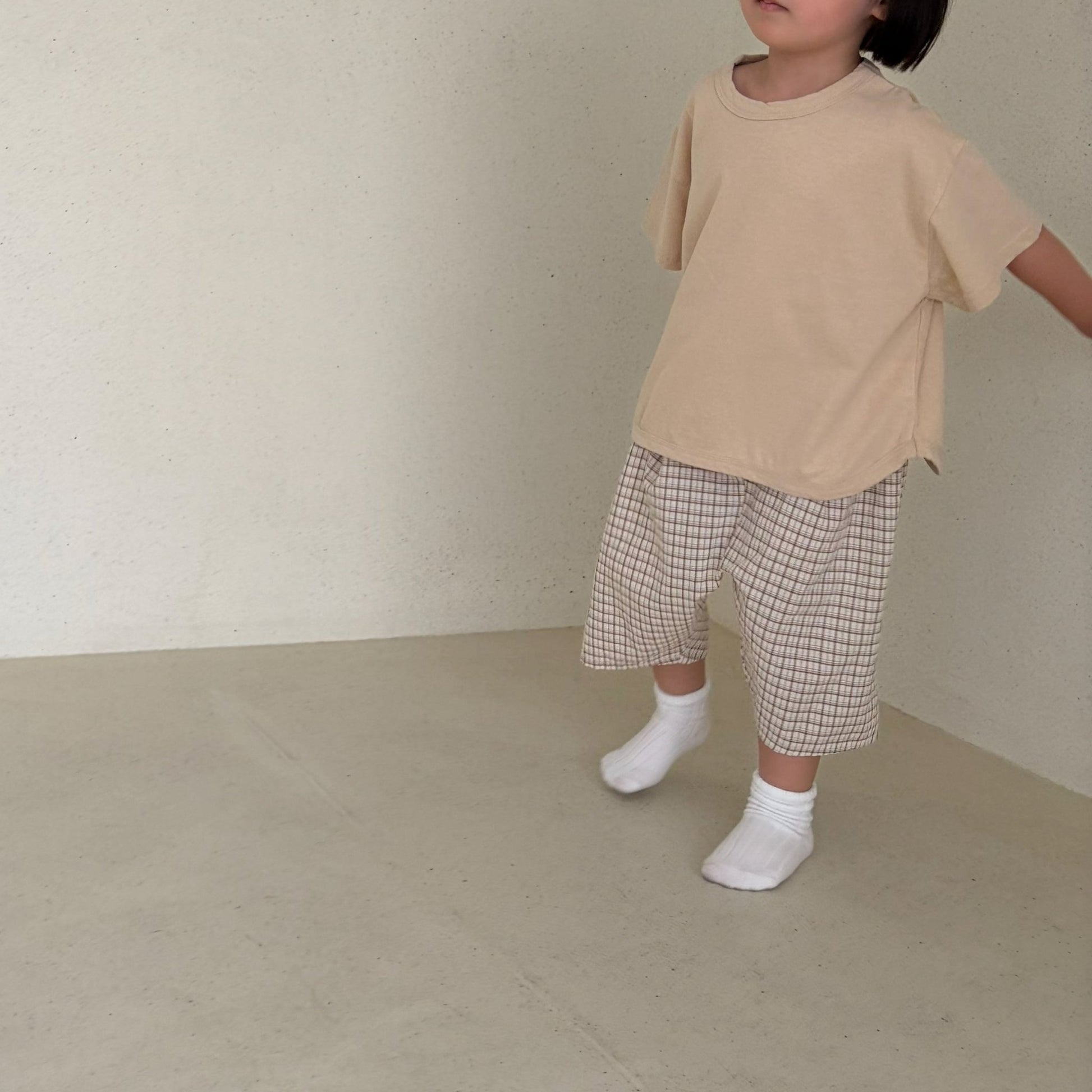 Baby/Toddler Bella SS26 7/8 Length Denim Baggy Pants (6m - 6y) - Plaid - AT NOON STORE