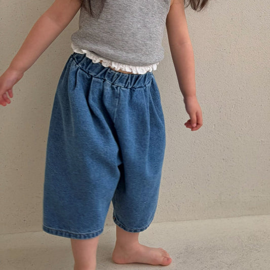 Baby/Toddler Bella SS26 Cropped Denim Baggy Pants (6m - 6y) - Blue - AT NOON STORE
