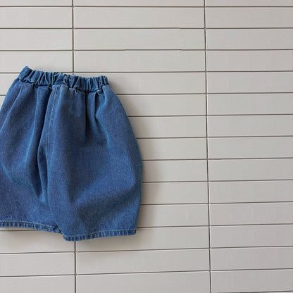 Baby/Toddler Bella SS26 Cropped Denim Baggy Pants (6m - 6y) - Blue - AT NOON STORE