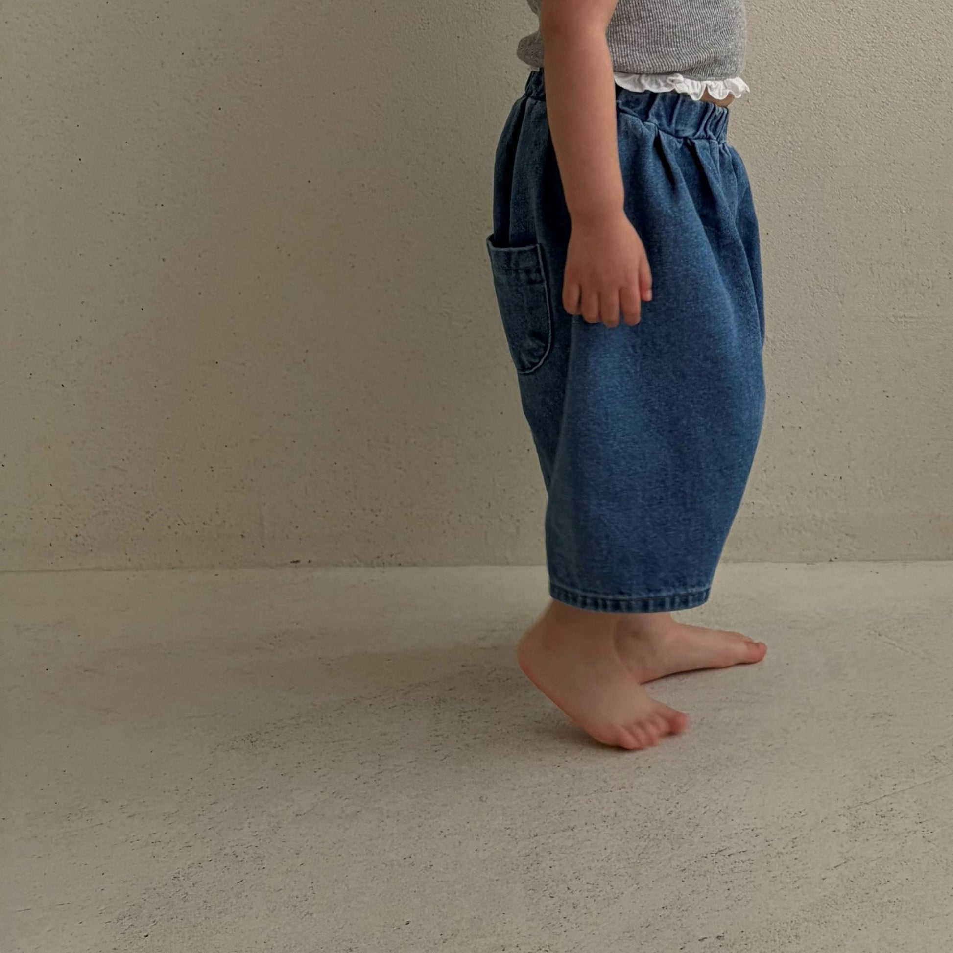 Baby/Toddler Bella SS26 Cropped Denim Baggy Pants (6m - 6y) - Blue - AT NOON STORE