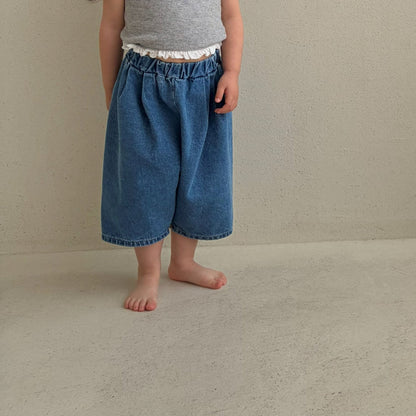 Baby/Toddler Bella SS26 Cropped Denim Baggy Pants (6m - 6y) - Blue - AT NOON STORE