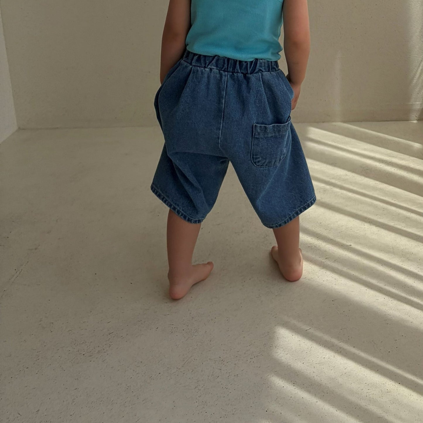 Baby/Toddler Bella SS26 Cropped Denim Baggy Pants (6m - 6y) - Blue - AT NOON STORE
