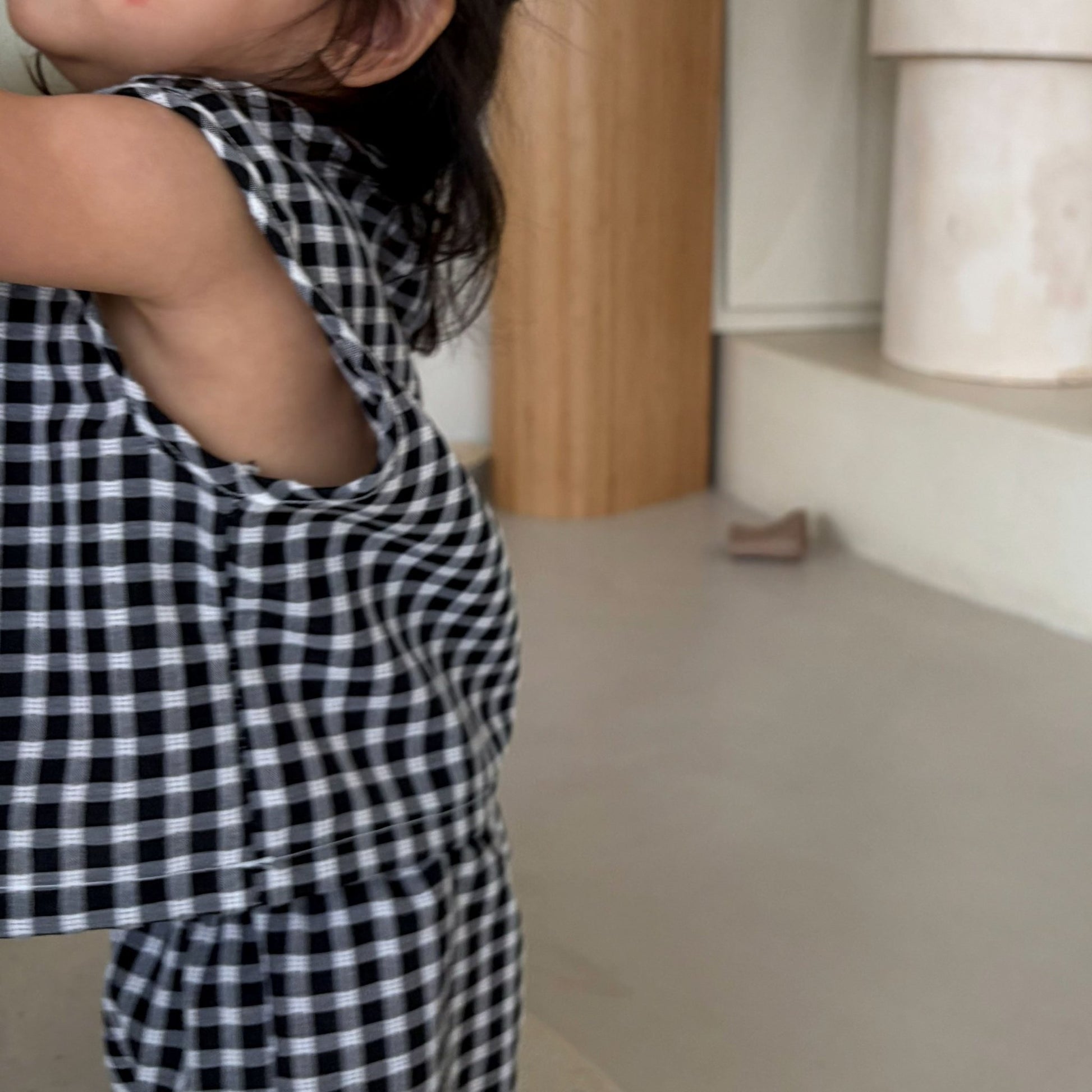 Baby/Toddler Bella SS26 Summer Gingham Sleeveless Top and Shorts Set (6m - 6y) - Black kids outfit