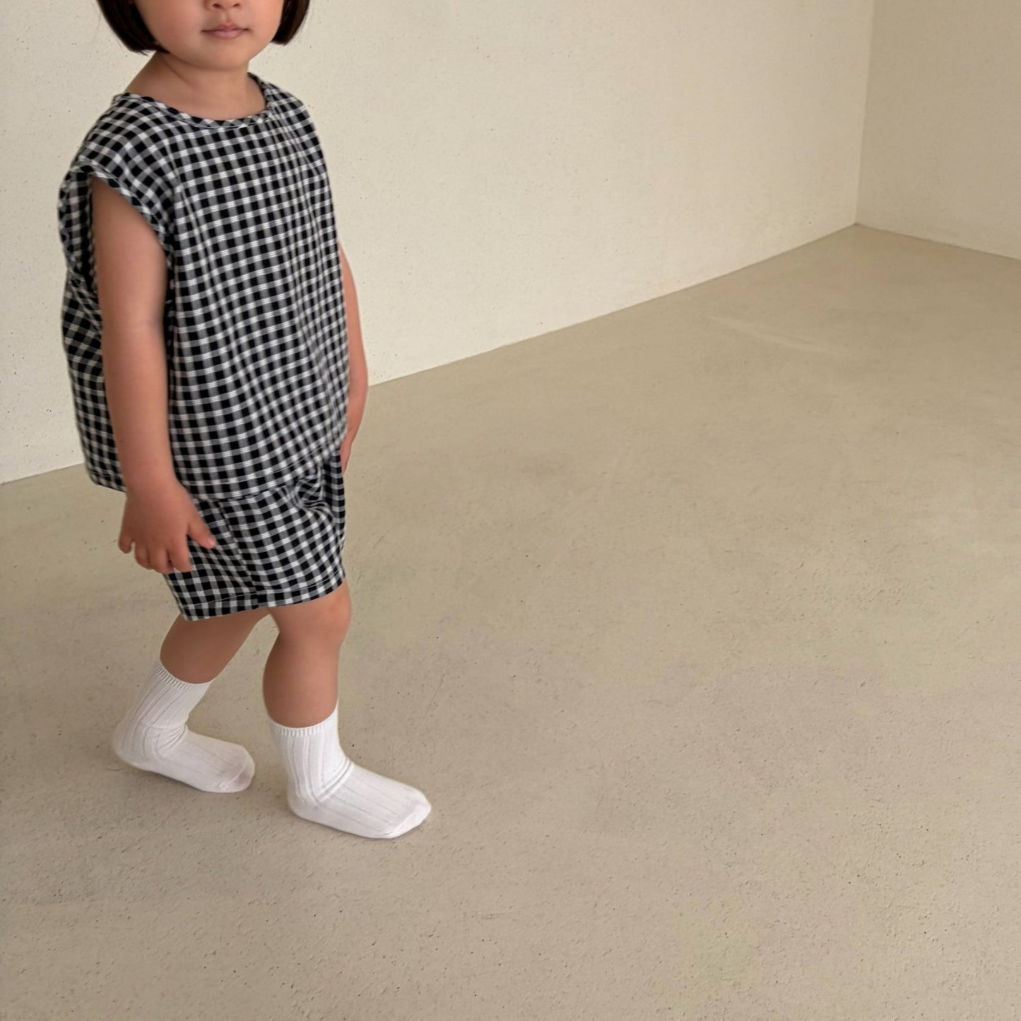 Baby/Toddler Bella SS26 Summer Gingham Sleeveless Top and Shorts Set (6m - 6y) - Black kids outfit