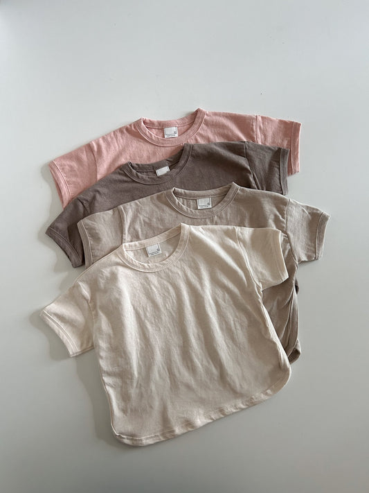Baby/Toddler S25 Crewneck Short Sleeve Curved Hem Basic Top (4m - 6y) - 4 Colors kids outfit