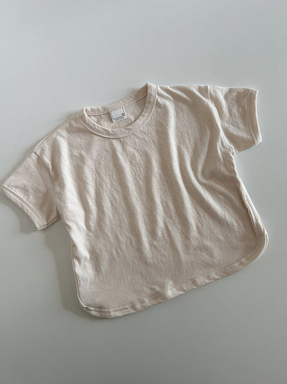 Baby/Toddler S25 Crewneck Short Sleeve Curved Hem Basic Top (4m - 6y) - 4 Colors kids outfit
