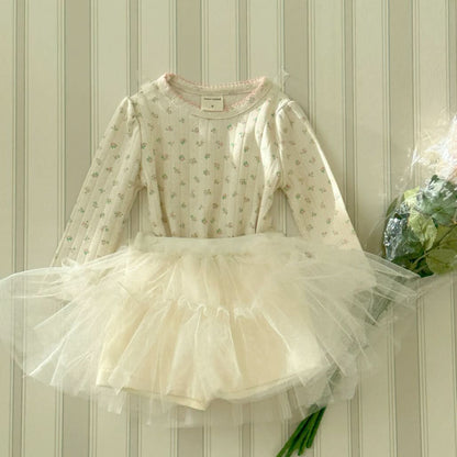 Baby/Toddler S25 Flower Print Pointelle Long Sleeve Tee (8m - 4y) - 2 Colors kids outfit