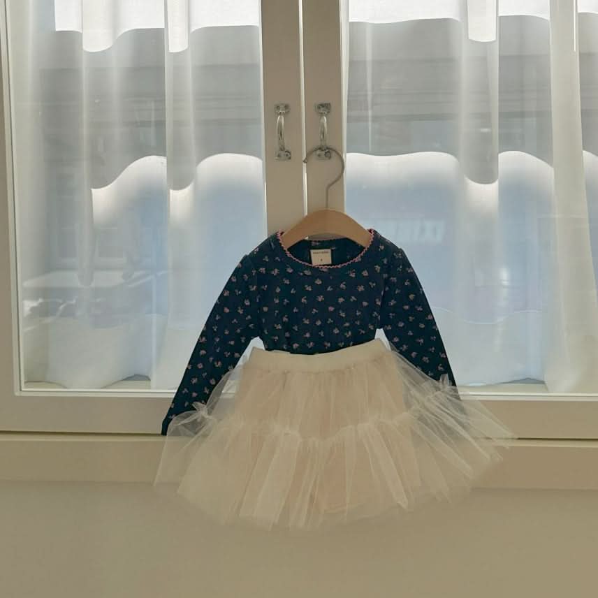 Baby/Toddler S25 Flower Print Pointelle Long Sleeve Tee (8m - 4y) - 2 Colors kids outfit