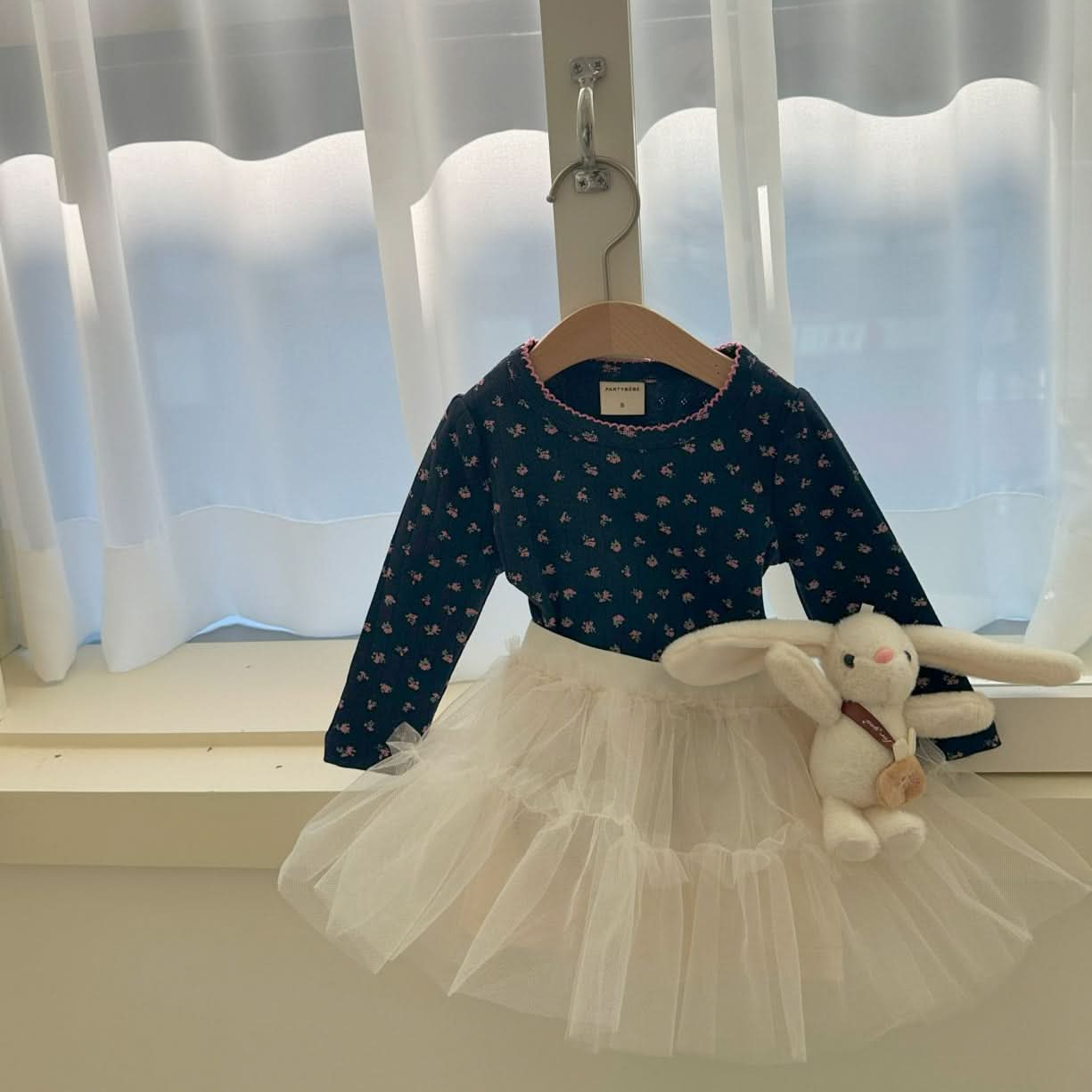 Baby/Toddler S25 Flower Print Pointelle Long Sleeve Tee (8m - 4y) - 2 Colors kids outfit