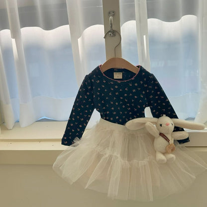 Baby/Toddler S25 Flower Print Pointelle Long Sleeve Tee (8m - 4y) - 2 Colors kids outfit