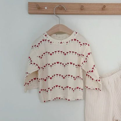 Baby/Toddler S25 Heart Print Long Sleeve Tee (8m - 4y) - 2 Colors kids outfit