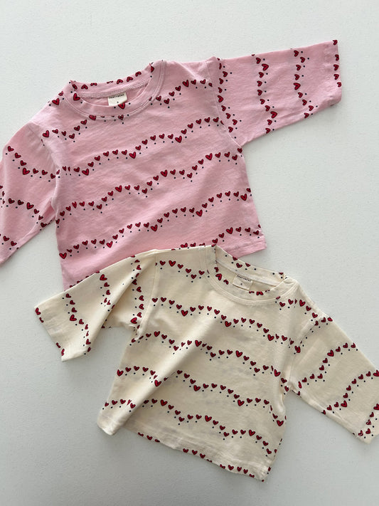 Baby/Toddler S25 Heart Print Long Sleeve Tee (8m - 4y) - 2 Colors kids outfit