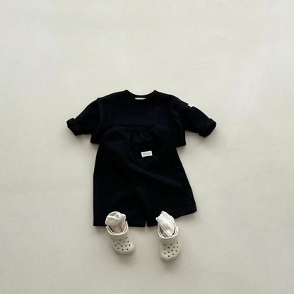 Baby/Toddler S25 Rib Knit Basic Top and Wide Pull - on Pants Set (4m - 6y) - 4 Colors kids outfit