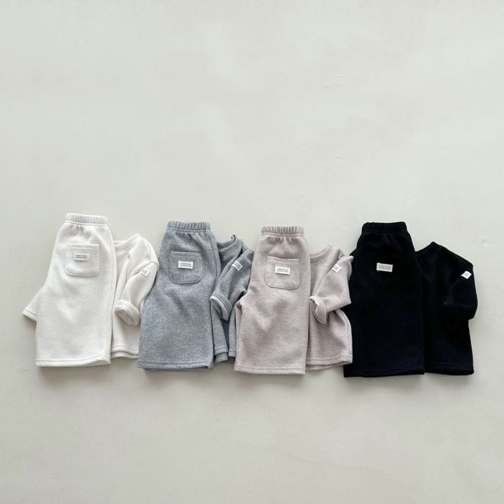 Baby/Toddler S25 Rib Knit Basic Top and Wide Pull - on Pants Set (4m - 6y) - 4 Colors kids outfit