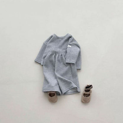 Baby/Toddler S25 Rib Knit Basic Top and Wide Pull - on Pants Set (4m - 6y) - 4 Colors kids outfit