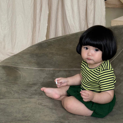 Baby/Toddler SS26 Gauze Cotton Bloomer Shorts (6m - 4y) - Deep Green kids outfit