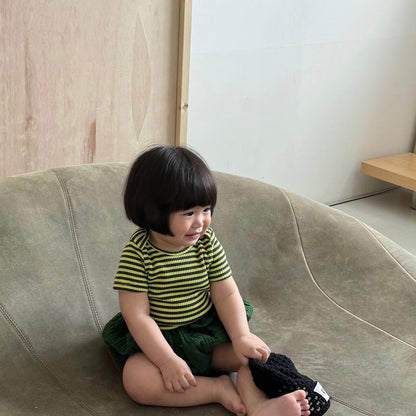 Baby/Toddler SS26 Gauze Cotton Bloomer Shorts (6m - 4y) - Deep Green kids outfit