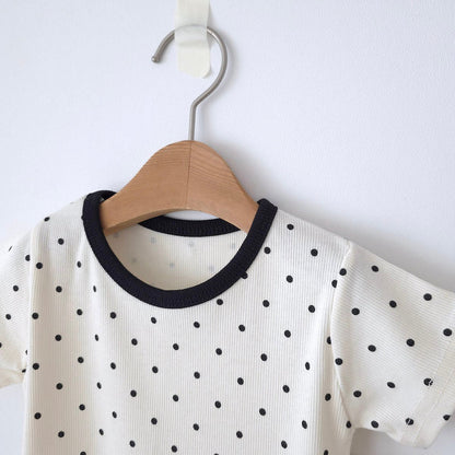 Baby/Toddler SS26 Polka Dot Ribbed Short Sleeve Top and Biker Shorts Set (6m~5y) - 2 Colors - AT NOON STORE