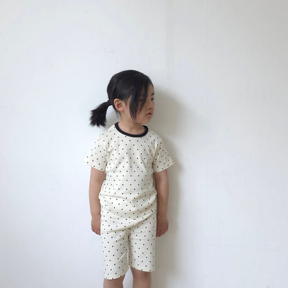 Baby/Toddler SS26 Polka Dot Ribbed Short Sleeve Top and Biker Shorts Set (6m~5y) - 2 Colors - AT NOON STORE