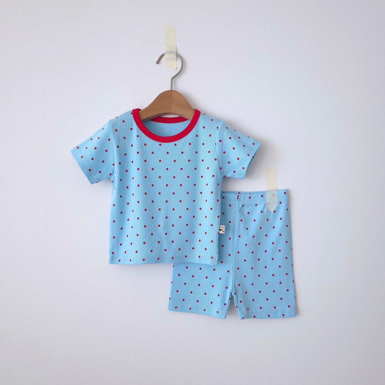 Baby/Toddler SS26 Polka Dot Ribbed Short Sleeve Top and Biker Shorts Set (6m~5y) - 2 Colors - AT NOON STORE