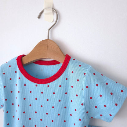 Baby/Toddler SS26 Polka Dot Ribbed Short Sleeve Top and Biker Shorts Set (6m~5y) - 2 Colors - AT NOON STORE
