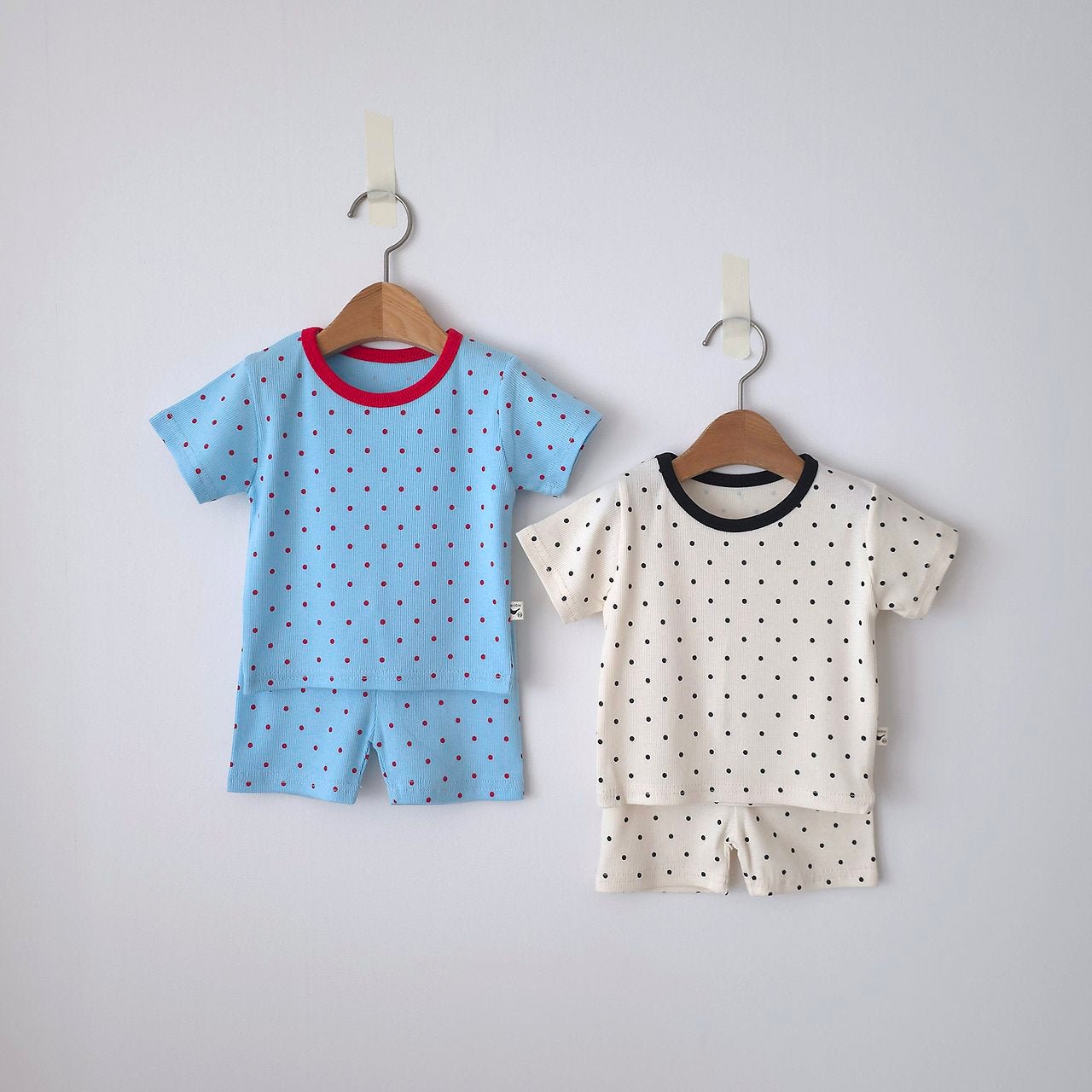 Baby/Toddler SS26 Polka Dot Ribbed Short Sleeve Top and Biker Shorts Set (6m~5y) - 2 Colors - AT NOON STORE