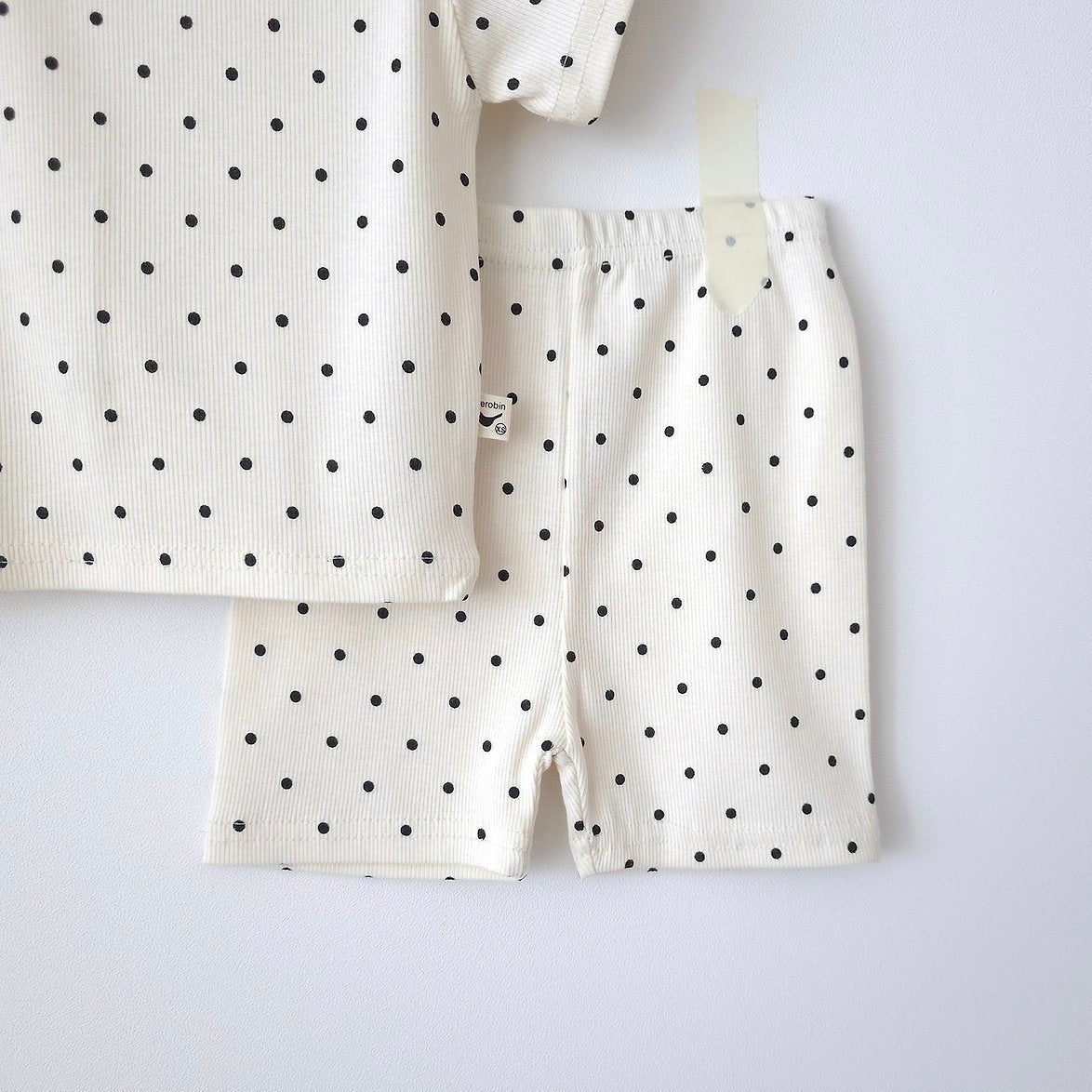 Baby/Toddler SS26 Polka Dot Ribbed Short Sleeve Top and Biker Shorts Set (6m~5y) - 2 Colors - AT NOON STORE