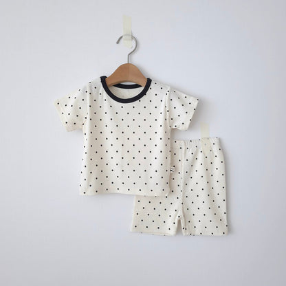 Baby/Toddler SS26 Polka Dot Ribbed Short Sleeve Top and Biker Shorts Set (6m~5y) - 2 Colors - AT NOON STORE