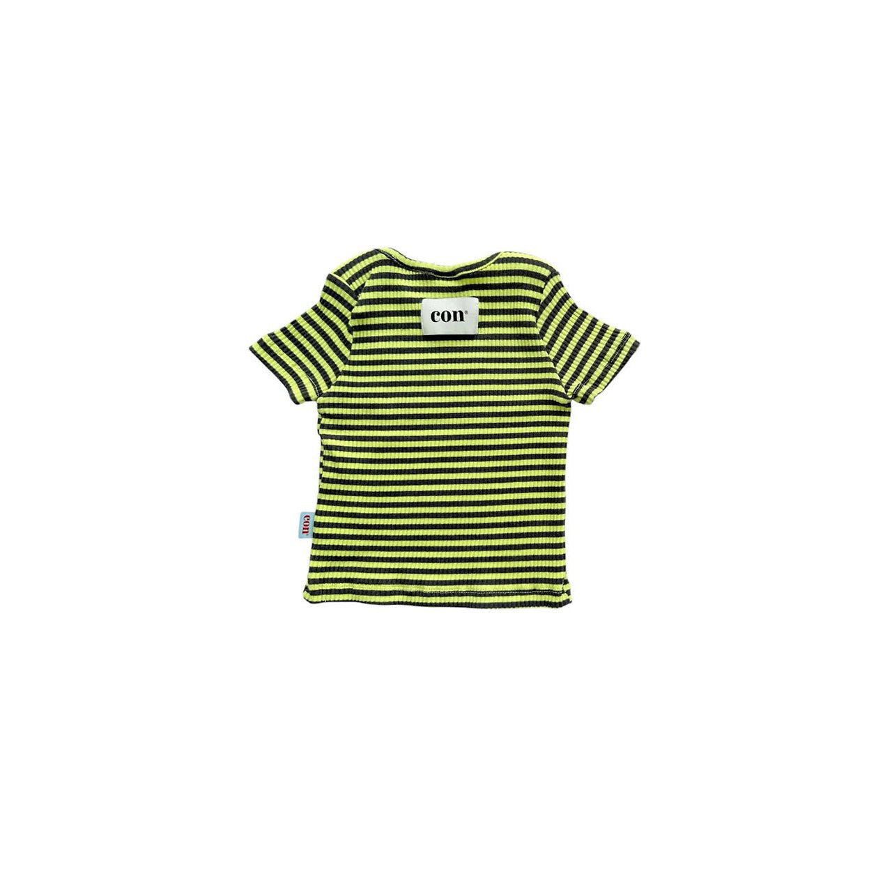 Baby/Toddler SS26 Stripe Ribbed Short Sleeve Top (6m - 4y) - Green kids outfit