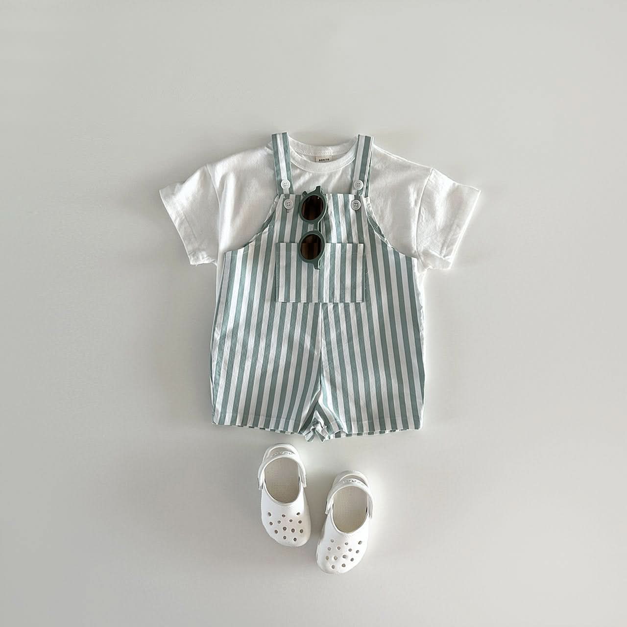 Baby/Toddler Stripe Cotton Shortalls (1 - 6y) - 2 Colors kids outfit