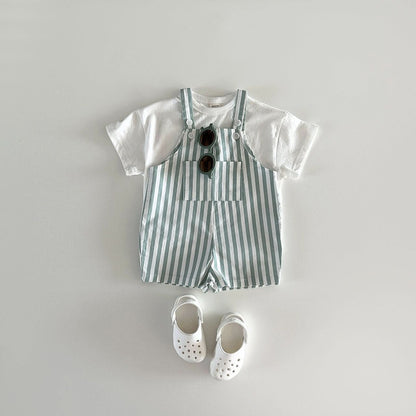 Baby/Toddler Stripe Cotton Shortalls (1 - 6y) - 2 Colors kids outfit