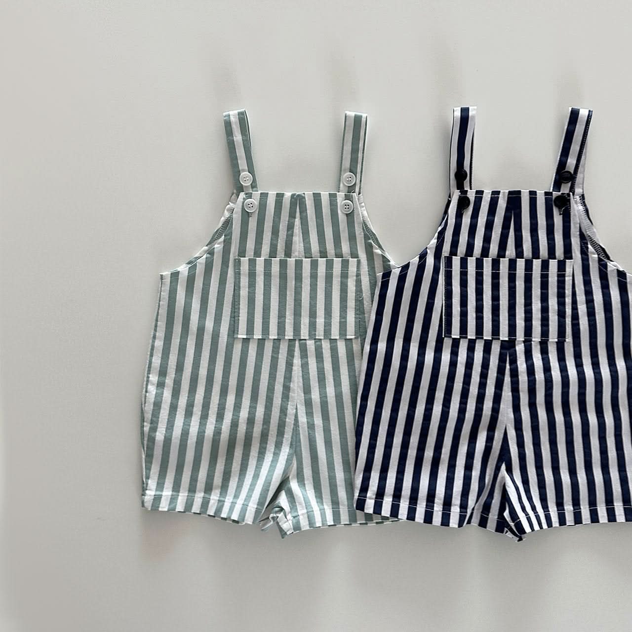 Baby/Toddler Stripe Cotton Shortalls (1 - 6y) - 2 Colors kids outfit