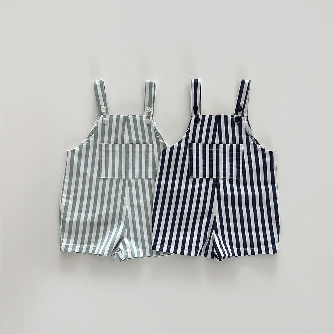 Baby/Toddler Stripe Cotton Shortalls (1 - 6y) - 2 Colors kids outfit