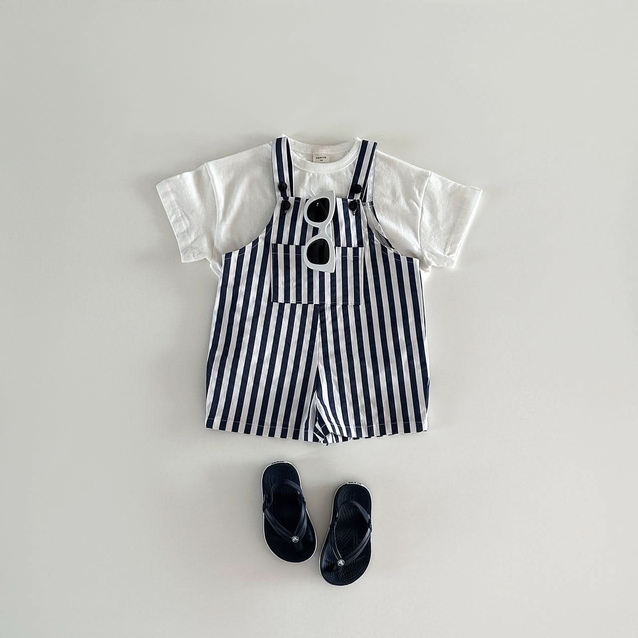 Baby/Toddler Stripe Cotton Shortalls (1 - 6y) - 2 Colors kids outfit
