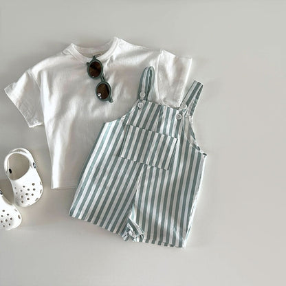 Baby/Toddler Stripe Cotton Shortalls (1 - 6y) - 2 Colors kids outfit
