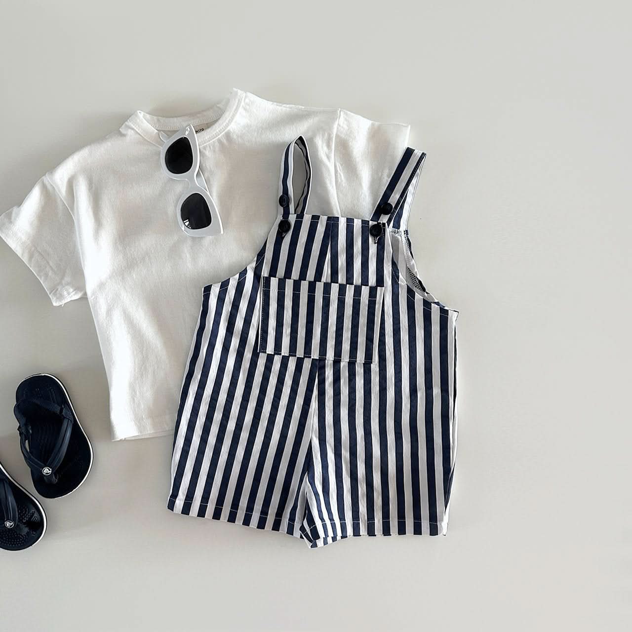 Baby/Toddler Stripe Cotton Shortalls (1 - 6y) - 2 Colors kids outfit
