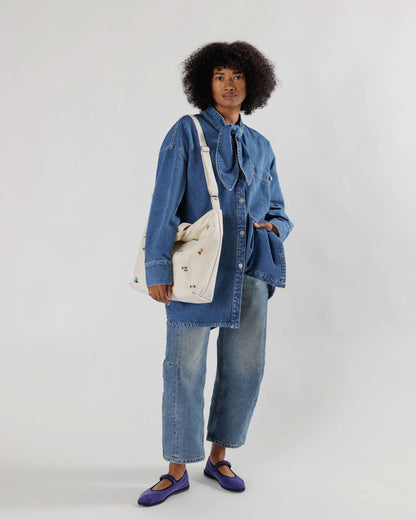 BAGGU Horizontal Zip Duck Bag - Embroidered Ditsy Floral kids outfit