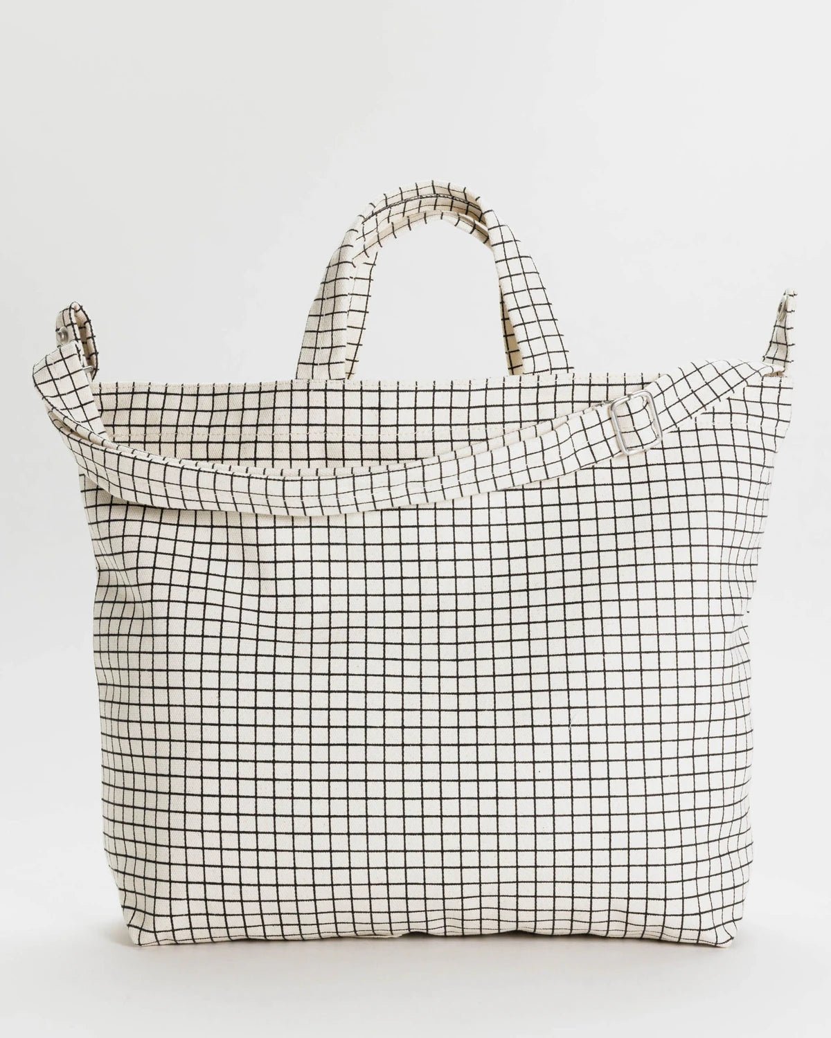 BAGGU Horizontal Zip Duck Bag - Natural Grid kids outfit