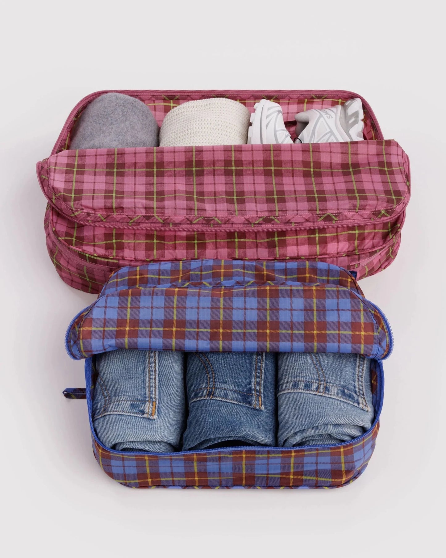 BAGGU Large Packing Cube Set - CHECK MIX kids outfit