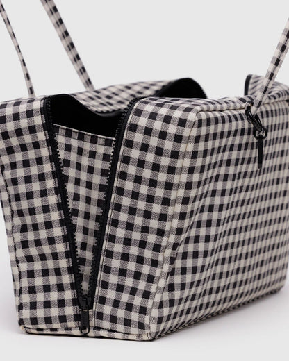 BAGGU Medium Nylon Bowler Bag - Black & White Gingham kids outfit