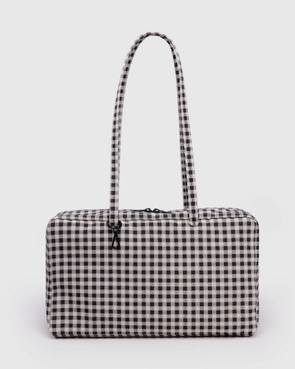 BAGGU Medium Nylon Bowler Bag - Black & White Gingham kids outfit